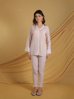 GRASS & SUNSHINE - Beige Stripe Serenity Co-Ord (Set of 2)