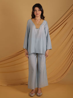 GRASS & SUNSHINE - Azure Embellished Co-Ord (Set of 2)