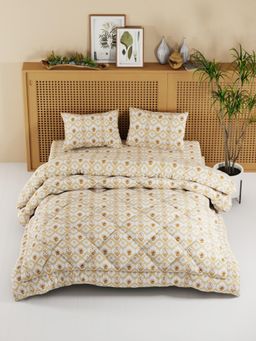 KOPA - Ornamental Khaki Micro Double Comforter with Bedsheet & Pillow Cover (One Size)