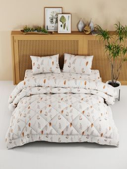 KOPA - Floral Yellow Micro Double Comforter with Bedsheet & Pillow Cover (One Size)