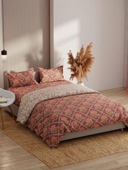 KOPA - Floral Pink Extra Smooth Double Dohar with Bedsheet & Pillow Cover (Set of 4) (One Size)