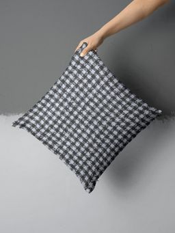 BIANCA - Geometric Decorative Hand Loom Cotton Jute Cushion Cover (16x16 Inches)