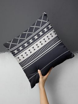 BIANCA - Abstract Decorative Hand Loom Cotton Jute Cushion Cover (16x16 Inches)