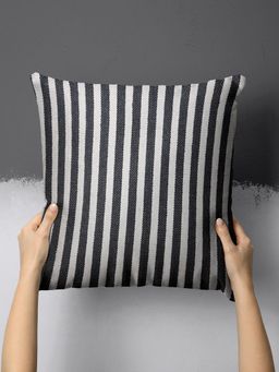 BIANCA - Abstract Decorative Hand Loom Cotton Jute Cushion Cover (16x16 Inches)