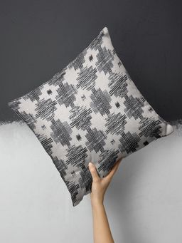 BIANCA - Abstract Decorative Hand Loom Cotton Jute Cushion Cover (16x16 Inches)