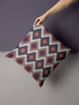 BIANCA - Abstract Decorative Hand Loom Cotton Jute Cushion Cover (16x16 Inches)