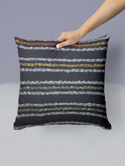 BIANCA - Abstract Decorative Hand Loom Cotton Jute Cushion Cover (16x16 Inches)