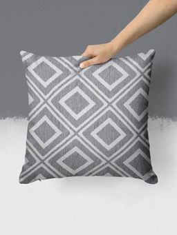 BIANCA - Geometric Decorative Hand Loom Cotton Jute Cushion Cover (16x16 Inches)