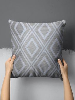 BIANCA - Geometric Decorative Hand Loom Cotton Jute Cushion Cover (16x16 Inches)
