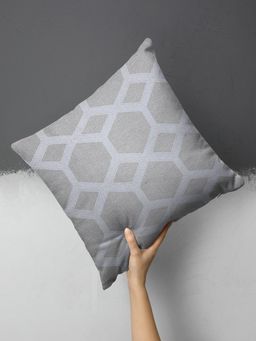 BIANCA - Geometric Decorative Hand Loom Cotton Jute Cushion Cover (16x16 Inches)