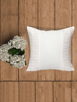 Zeba World - Off White Shell Pleated Technique Cotton Cushion Cover (16x16 Inches)