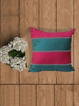 Zeba World - Pink Embellished Polyester Cushion Cover (20 x 20 inches)