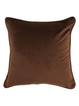 Zeba World - Solid Brown Cord Piped Velvet Cushion Cover (16x16 Inches)