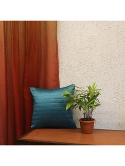 Zeba World - Blue Quilted Technique Polyester Cushion Cover (12 x 22 Inches)