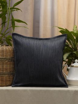 Zeba World - Black Solid Flange Border Polyester Cushion Cover (16x16 Inches)