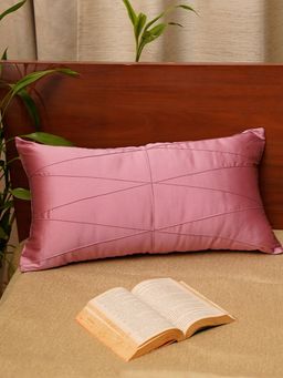 Zeba World - Pink Geometric Technique Polyester Cushion Cover (12 x 22 Inches)