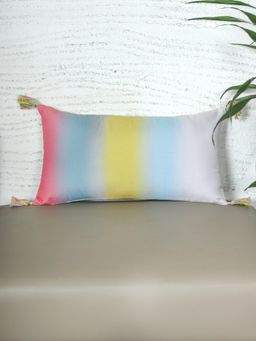 Zeba World - Multi-Color Gradiant Stripes Printed Polycanvas Cushion Cover (12 x 22 Inches)