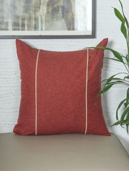 Zeba World - Rust Flat Piped Cotton Blend Cushion Cover (24 x 24 Inches)