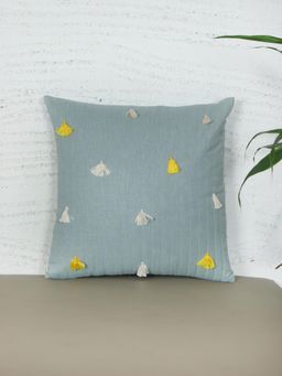 Zeba World - Grey Quilted Technique Cotton Blend Cushion Cover (16x16 Inches)