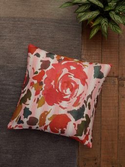 Zeba World - Multi-Color Floral Printed Poly Cushion Cover (16x16 Inches)