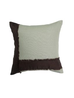 Zeba World - Beige & Brown Fray Technique Cotton Cushion Cover (16x16 Inches)