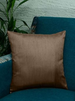Zeba World - Solid Brown Cotton Blend Cushion Cover (16x16 Inches)