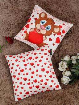 HOSTA HOMES - Love Theme Soft Velvet Cushion Covers (Pack of 2) (16x16 Inches)