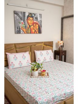 Videksha Home & Lifestyle - BlushoraParcale Bedsheet with 2 Pillow Covers (King)