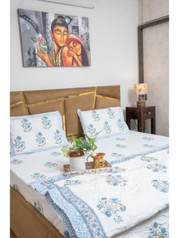 Videksha Home & Lifestyle - Bluebelle Percale Bedsheet with 2 Pillow Covers (King)