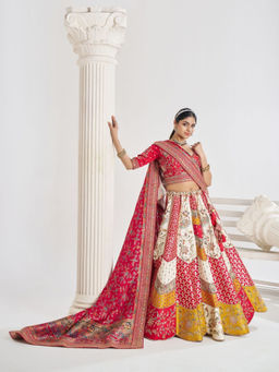 Odette - Multi-Color Banarasi Silk Embroidered Semi-Stitched Lehenga Choli with Dupatta (Set of 3)