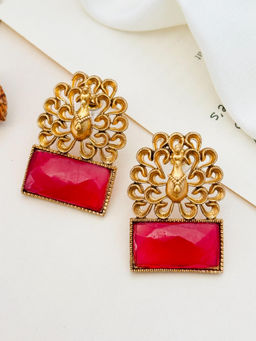 Abdesigns - Enchanting Red Gold Plated Earrings