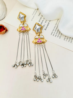 Abdesigns - German Silver Plated Pink Earrings