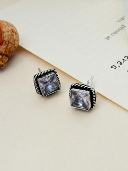 Abdesigns - Silver Plated White Stone Studs