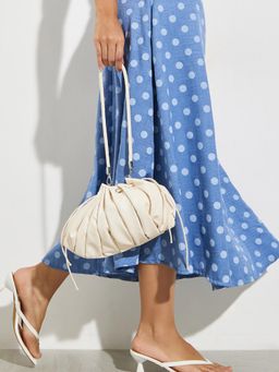 Styli - Women Cream Pleated Handbag