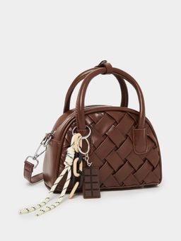 Styli - Women Brown Pleated Detail Handbag With Detachable Strap
