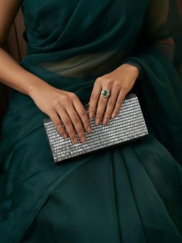 Inc.5 - Women Grey Embellished Clutch With Detachable Strap