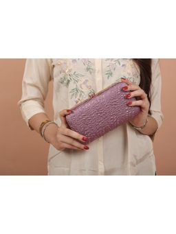 Horra - Women's Silk Party Clutch With Detachable Strap - Purple (S)