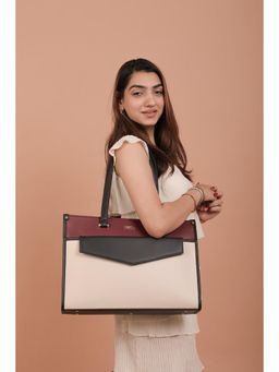 Horra - Women Laptop Tote Bag - Black & Wine