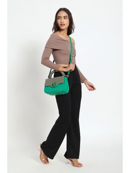 Bagabu - Women Green Colorblock Handbag With Detachable Strap