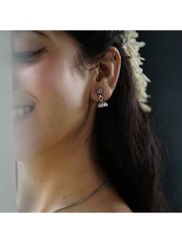 House of Aadyaa - Silver Mini Dome Jhumki
