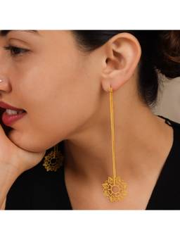 House of Aadyaa - Silver Abstract Filigree Dangler Earring 92.5 Silver 22K Gold Plated
