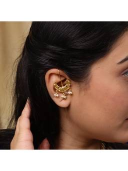 House of Aadyaa - Ghungroo Chandrakor Motif Single Earcuff 92.5 Silver 22K Gold Plated