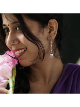 House of Aadyaa - Silver Jhumki with Pearls: Small