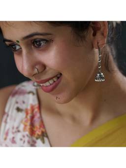House of Aadyaa - Silver Bead Jhumki Small