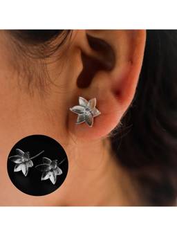 House of Aadyaa - Silver Star Flower Studs Earring 92.5 Silver