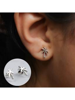 House of Aadyaa - Silver Coconut Tree Stud 92.5 Silver