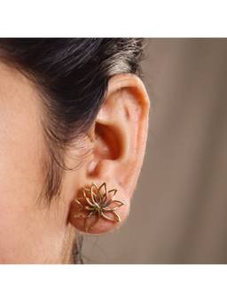 House of Aadyaa - Lotus Earrings 92.5 Silver 22K Gold Plated