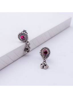 House of Aadyaa - Silver Drop Shape with Ghungroo Motif Studs