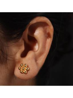 House of Aadyaa - Kudi Motif Studs (Medium) 92.5 Silver 22K Gold Plated