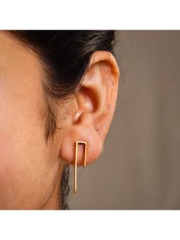 House of Aadyaa - Silver Workwear Earrings : Asymmetric 92.5 Silver 22K Gold Plated
